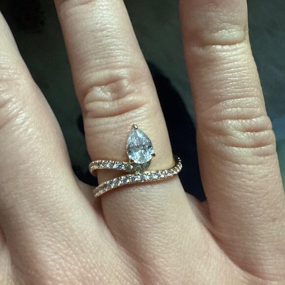 Neiman Marcus 14K Gold Plated Solitaire Engagement Ring - Picture 2 of 4